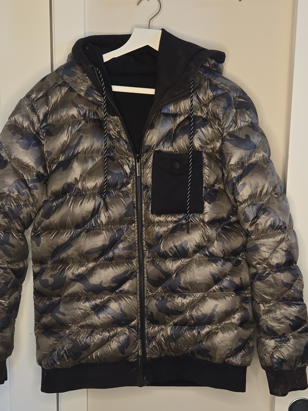 Holden Men's Gray Camo Quilted Hooded Puffer Jacket